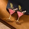 Creative Cocktail Cup Series Design Drop Earrings for Women Imitation Pearl Crystal Rhinestone Goblet Earring Fashion Jewelry