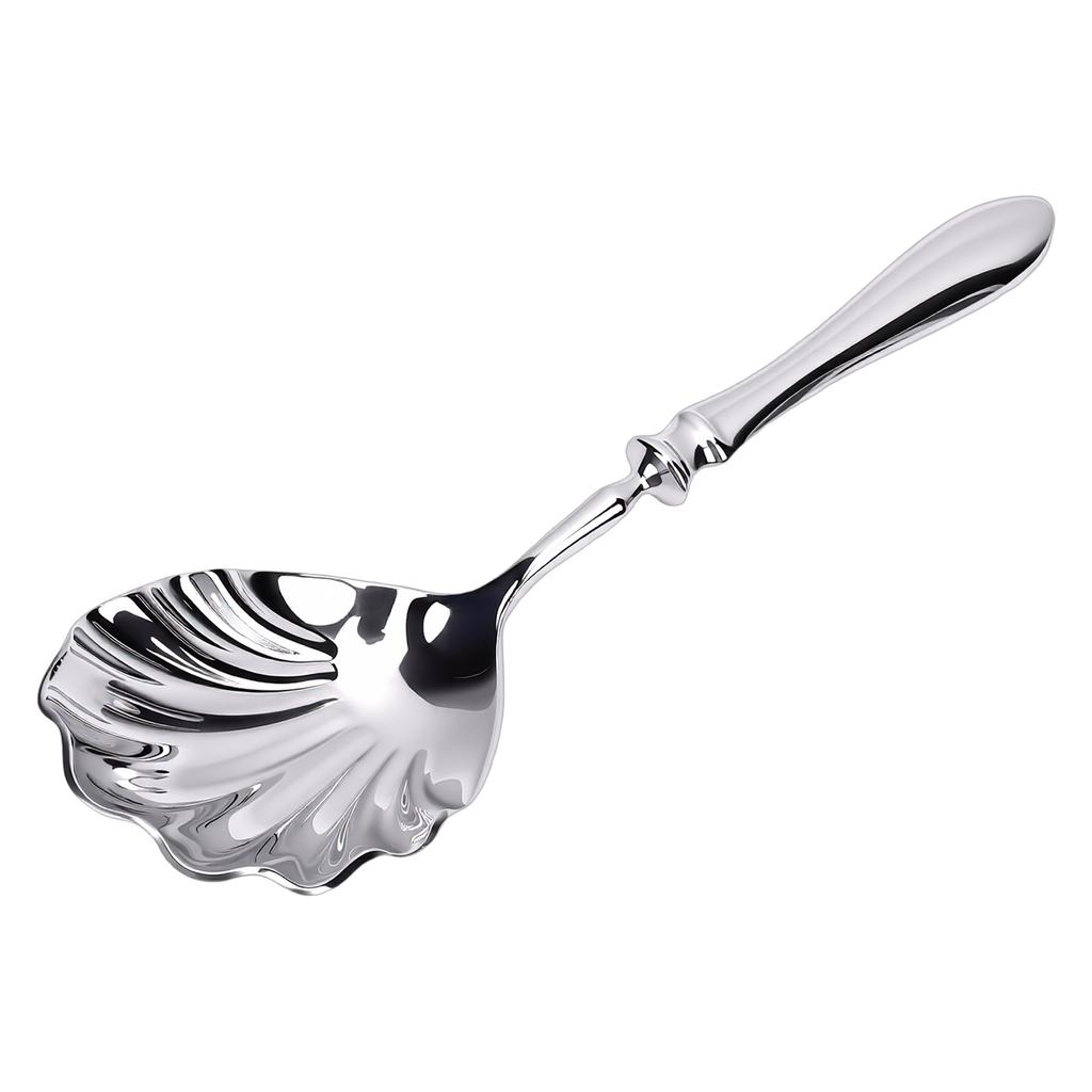 Shell Shape Spoon Stainless Steel Serving Spoon with Ergonomic Handle for Dessert Cake Ice Cream