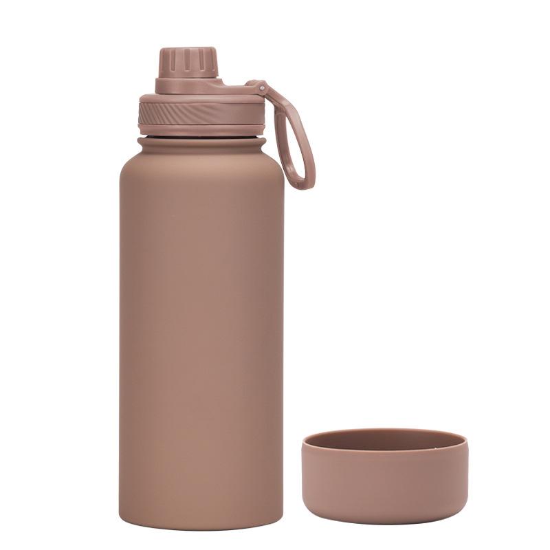 1L Large-Capacity Thermos Cup With Non-Slip Bottom, Portable Outdoor Sports Kettle, Frosted Water Cup