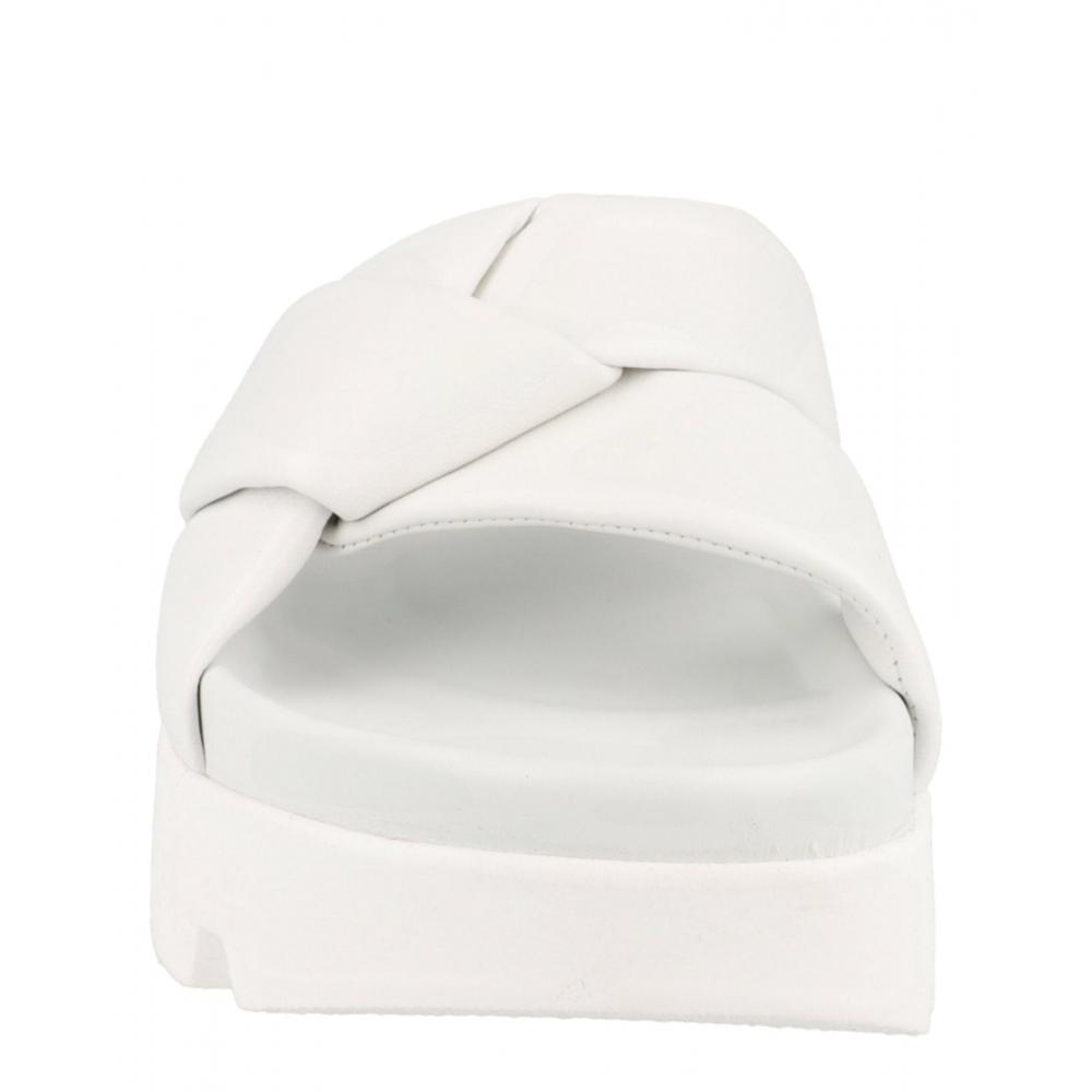 Ferragamo Air Lug Leather Slides White
