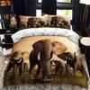 Safari Elephant Duvet Cover Set, Wild Animal Print Bedding Quilt Cover Pillowcases for Adults Twin Queen King Size