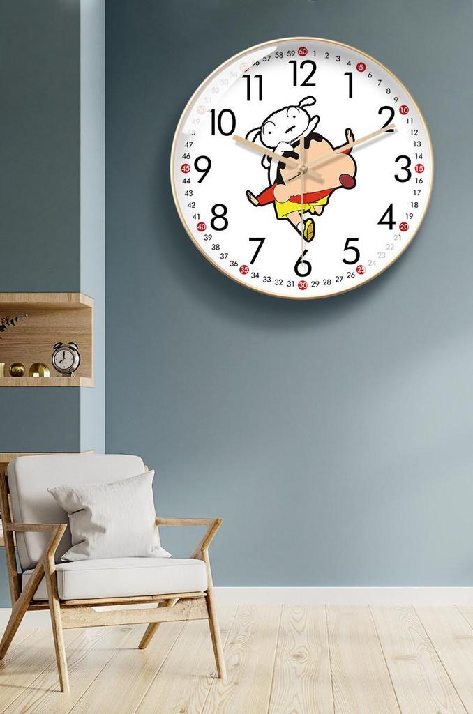 Shin-chan Cartoon Wall Clock: Stylish, Silent, Radio-Controlled for Living Room