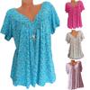 Plus Size Casual Summer Women Flower Print V Neck Short Sleeve Loose T-Shirt Top