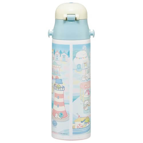 Skater Children's Stainless Steel Water Bottle, Direct Drinking, 580ml, Kid-Friendly and Lightweight, Sumikkogurashi Shirokuma Hometown Design, Insula