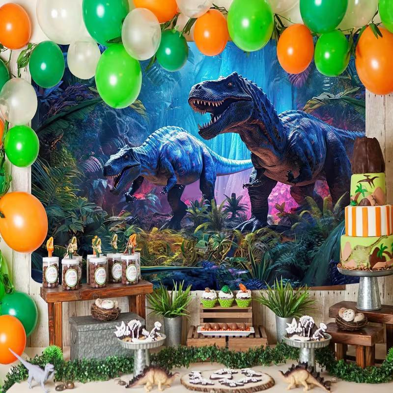 Jurassic Jungle Dinosaur Tapestry, Ancient T-Rex Wall Art, Polyester Wall Hanging for Boys Room, Home Decoration