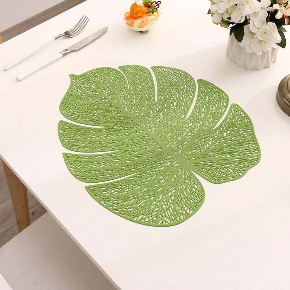 Hollow Leaf Shape Leaf-shaped Placemat Heat Resistant Monstera Leaf Placemat  Dining Table