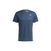 T-shirts de course pour hommes Bleu technique Col rond Coupe droite modérée H32557