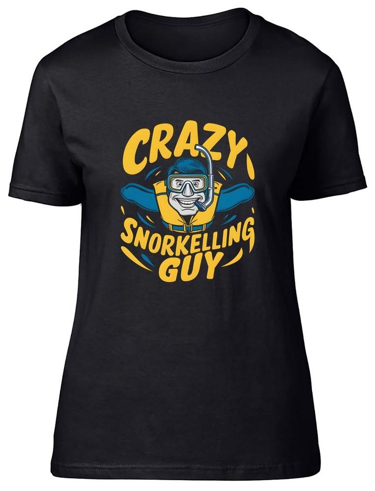 

Crazy Snorkelling Guy Womens T-Shirt Face Down Swimming Ladies Gift Tee XL