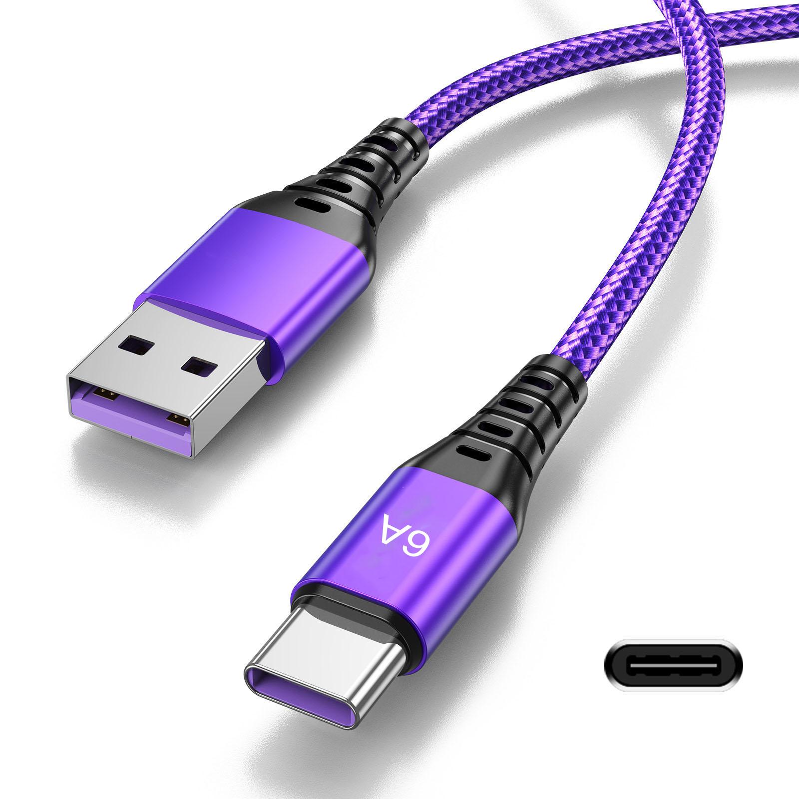 USB C Fast Charging Cable 6A PD 66W Data Sync Nylon Braided Cord USB C to Type C Adapter Fast Charging Cable