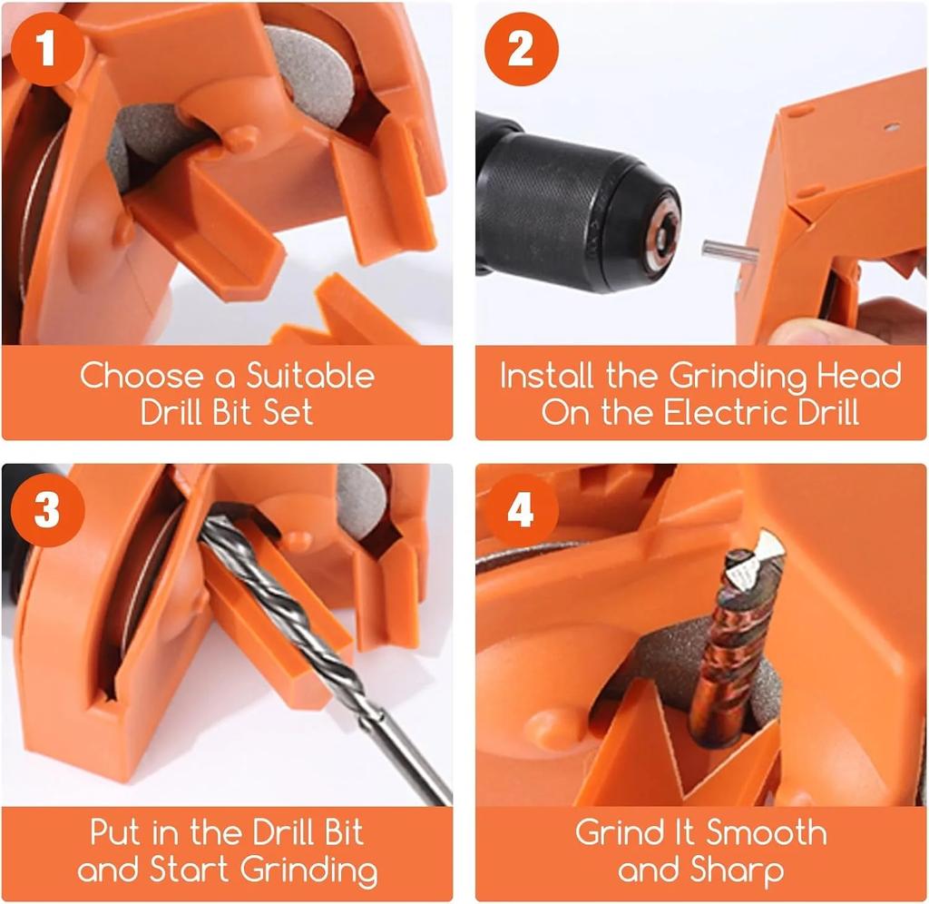 Multi-Functional 2-16mm Drill Bit Sharpener with 3 Locator Guides, Manual Drill Bit Grinding Tool for Grinding and Polishing