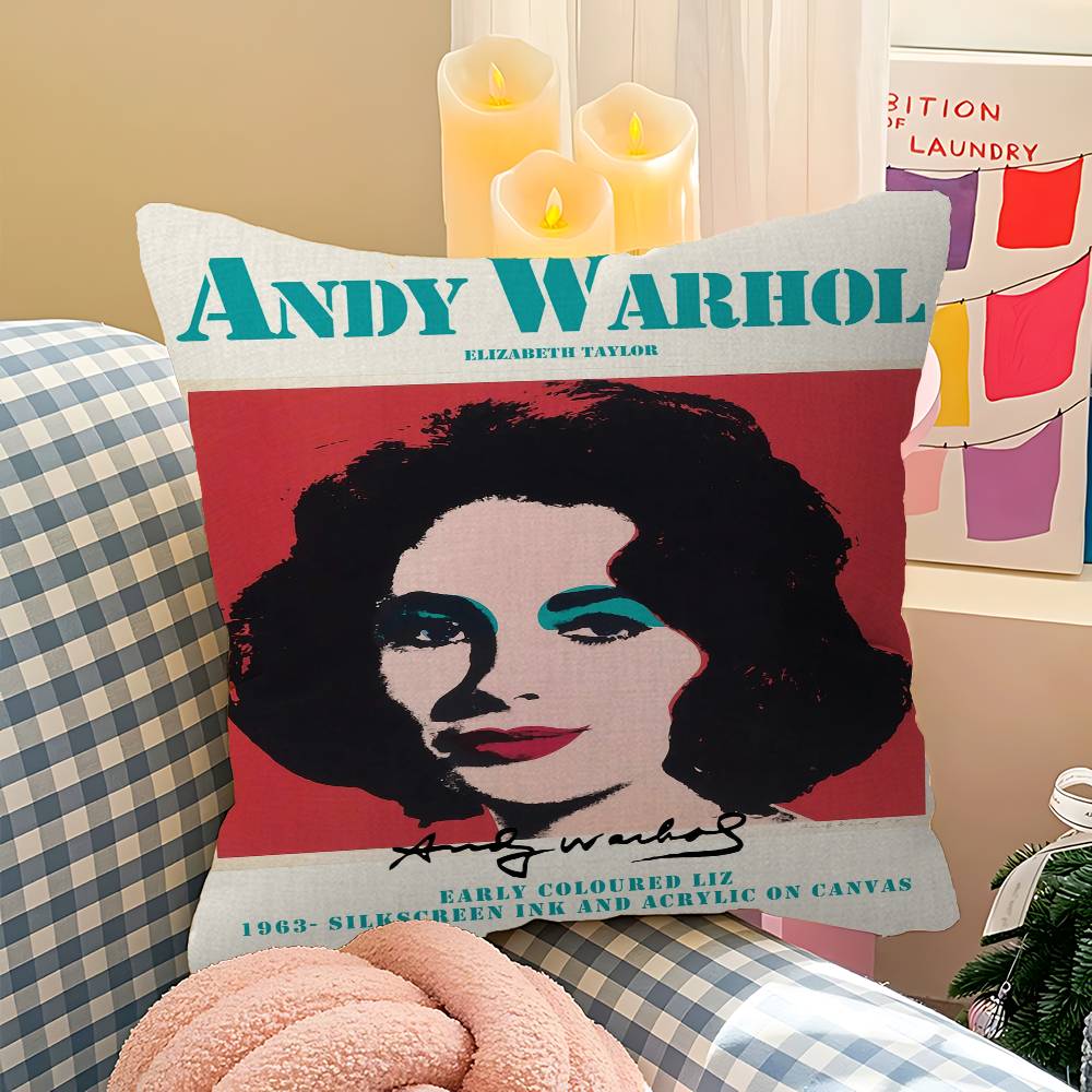 A-Andy W-Warhol Pillow Gift Home Office Decoration Bedroom Sofa Car Cushion Cover Case 45x45