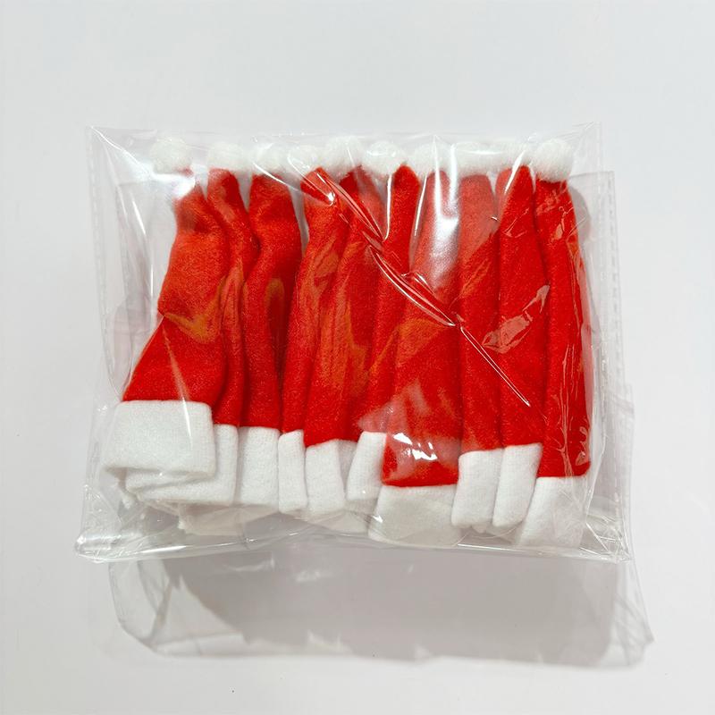 

Mini Christmas Hat Christmas Decoration Christmas Bottle Cap Knife and Fork Set Velvet Mini Christmas Hat