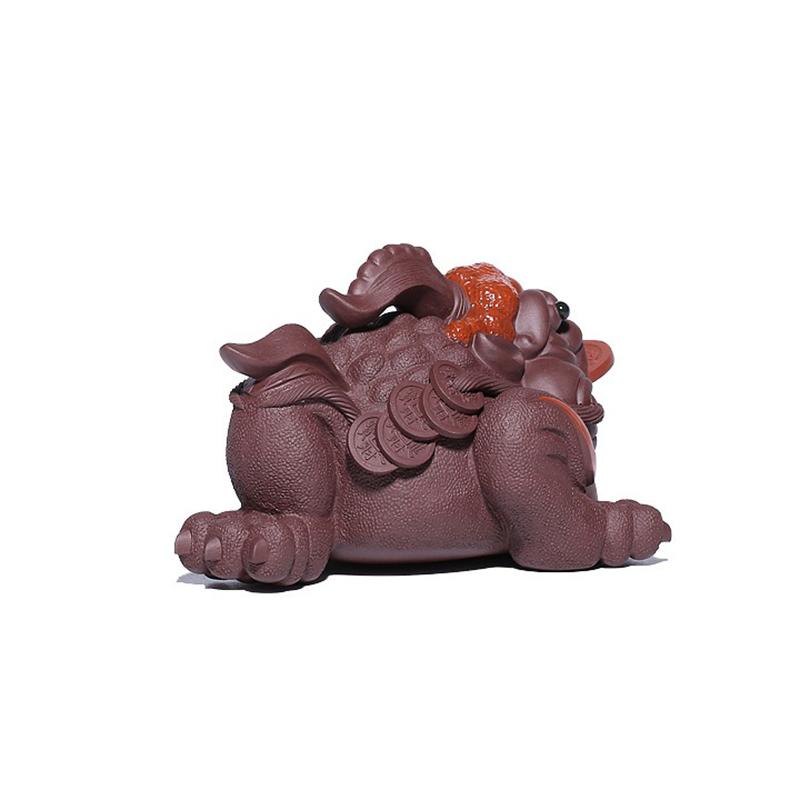 Handmade Golden Toad Purple Sand Tea Pet Purple Clay Sculpture Tea Play Gifts Lucky Golden Toad