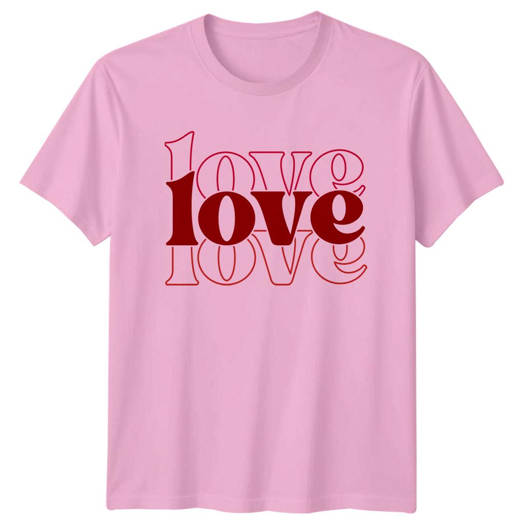 Love Text Design Graphic Valentines Day Couple Matching T-Shirt
