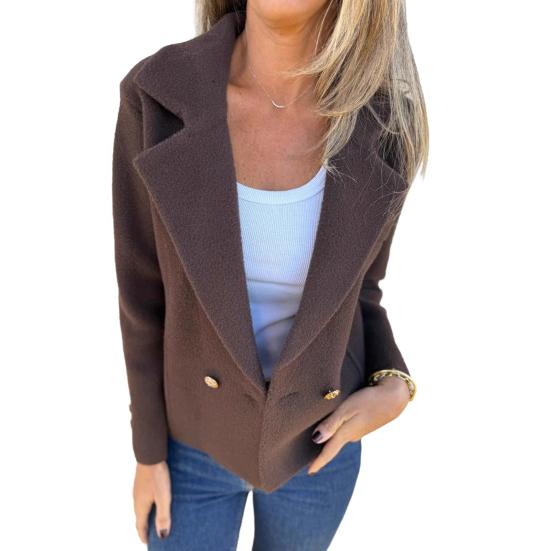 Women's Cropped Trench Coat Notched Lapel Double Breasted Pea Coat Office Work Blazer Jacket Fall Winter Outwear