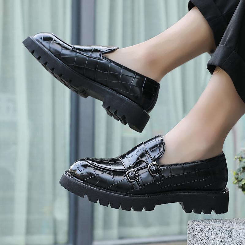 2024 Autumn Hot Selling Retro Brown Men's Leather Casual Shoes Thick Soled Low Top Loafers Outdoor Work Men's Business Shoes