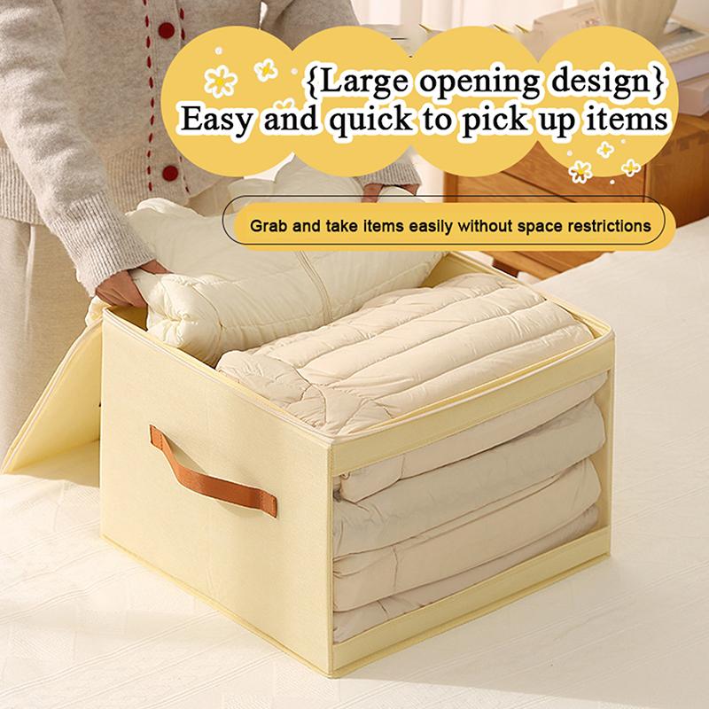 Large Capacity Transparent Waterproof And Dustproof Clothing Storage Box, Foldable And Portable Bedroom Organizer.