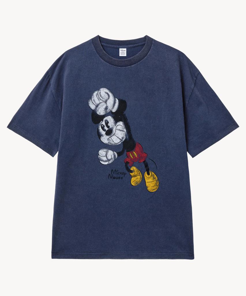 VTWO Fade Wash Happy _Mickey_ T-Shirt (Navy)