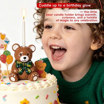 Bär Geburtstagskerzenhalter Niedlicher Bär Harzbär Form Kuchenstecker Verzierung für Kinder Geburtstagsfeier Feiern Veranstaltungen Zubehör