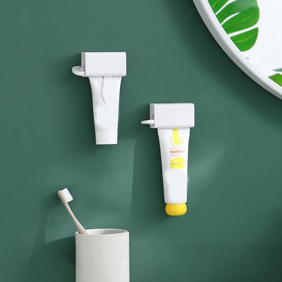 Toothpaste Squeezer Wall Mount Toothpaste Tube Holder No Drill Adhesive Clamp Organizer for Bathroom Countertop