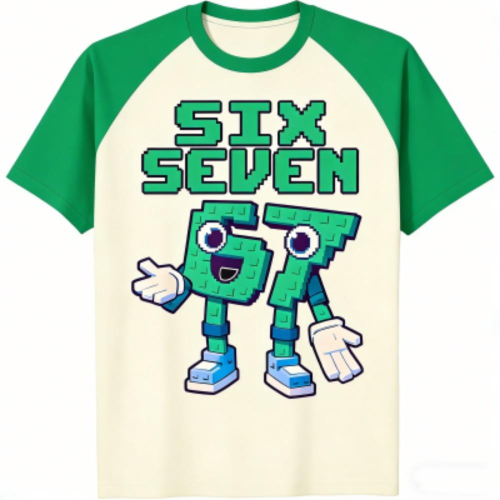 Sommer Mode Cartoon 67 Druck Herren T-Shirts Sommer Street Kurzarm Outdoor Freizeitkleidung für Herren und Damen T-Shirts Top