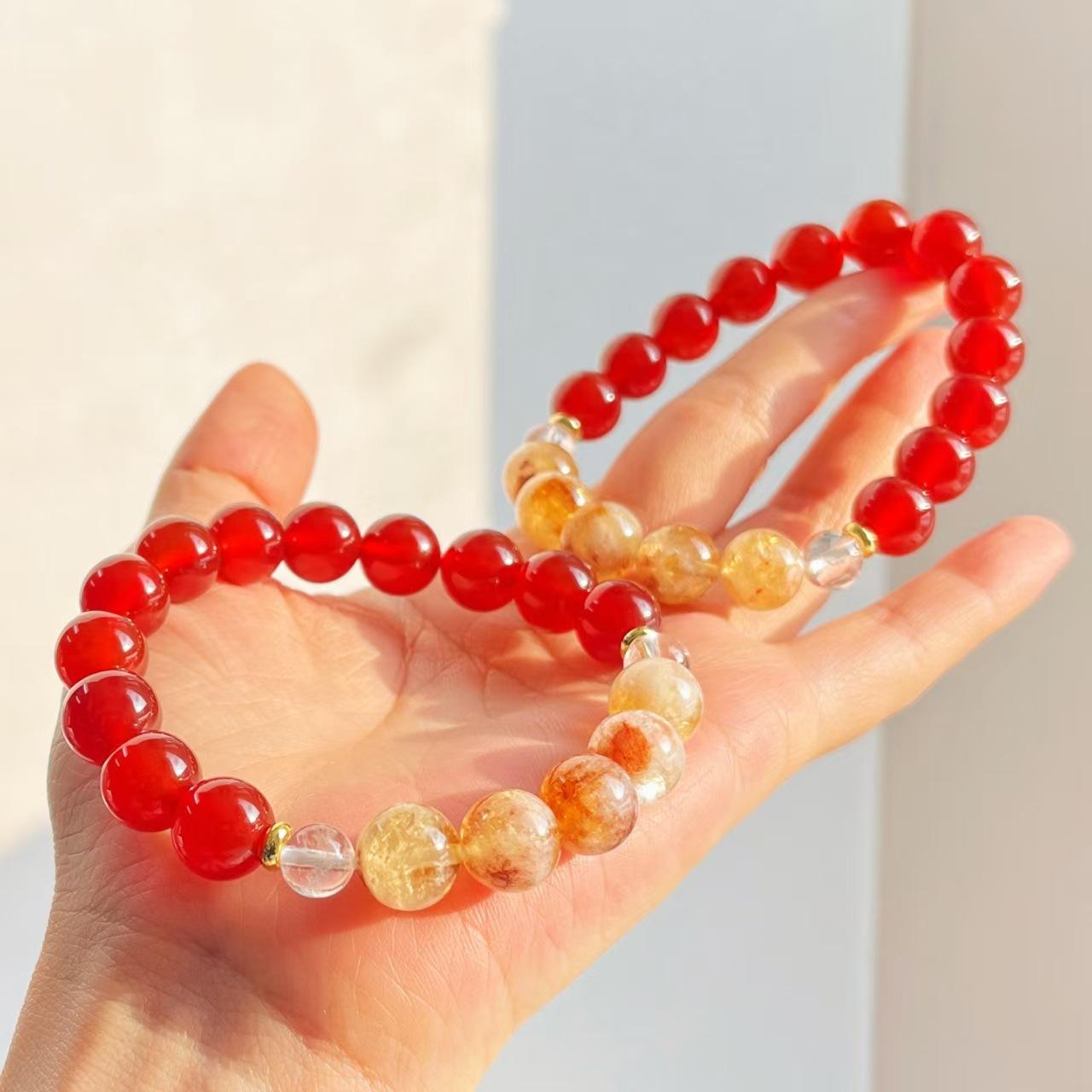 Vintage Natural White Crystal Chalcedony Honey Milk Cover Citrine Bracelet Bracelet