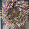 Large Artificial Lavender Wreath 50cm Diameter Faux Farmhouse Floral Garland for Door Wall Wedding Party Decor Summer Home Office Decoration