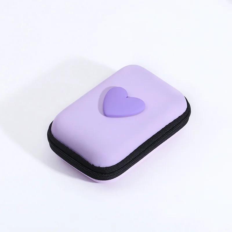Cute Love Style EVA Storage Bag Anti-Drop Headphone Case Portable Zipper Pouch for Earphones USB Data Cable