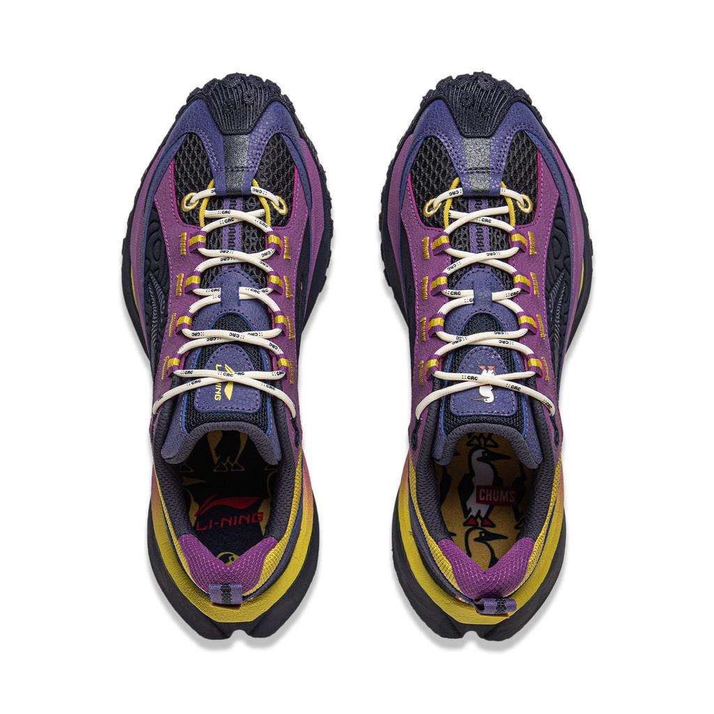 Chums X Li Ning Explorer CRC Collaboration Series Trendy Sports Shock Absorption Low Top Running Shoes Unisex Running Shoes Dark-Blue Purple AZGV109-1
