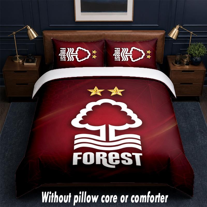Nottingham Forest Design Bett Bettwäsche-Set 1 Bettbezug + 2 Kissenbezüge Weich Atmungsaktiv Haushalt Bettwäsche