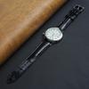 Vinacreations 20mm Black Crocodile Watch Strap with Quick Release Spring Replacement Alligator Watch Band with Silver Handmade for Men Bars, Buckle,