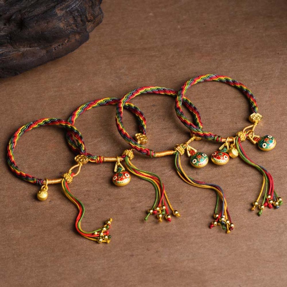 Zinc Zinc Alloy Devouring Gold Beast Bracelet Line Pray for Blessings Hand Strap Colorful Woven Rope Holiday