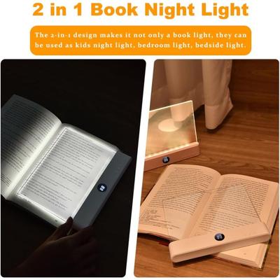 LED Flat Panel Book Light USB Charging Eye Protection Night Vision Reading Lamp for Students Indoor Use 2 In 1 Night Lights