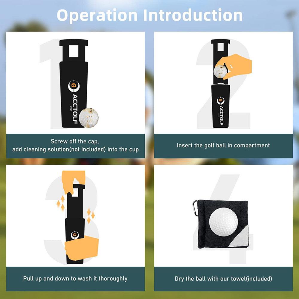 Golfball-Waschmaschine Reinigungsmaschine mit Handtuch Wiederverwendbarer Wagen Becherhalter Tragbarer Golftaschenwagen Reiniger Zubehör für Geschenk