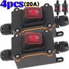 Waterproof Inline Rocker Switch Heavy Duty 20A 12V 220V Outdoor Feed Through Cord Switch for Garden Patio Light Boat Marine Tool