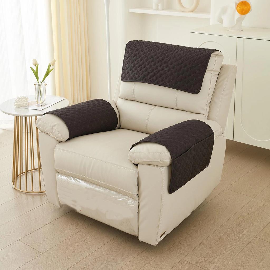 Sofa Armrest Towel Set 3 Pieces With Storage Pocket For Couch Chair Cushion Headrest And Armrest Cover Comfortable Soft Fabric Home Decor