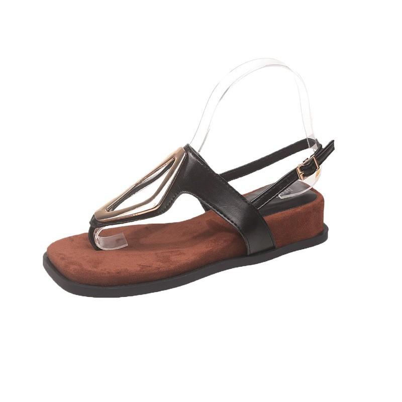 Summer Super Good-looking Thick-soled Small Slope Heel Pinch Toe Roman Sandals Women's Summer Outer Wear with Skirt 2025 New