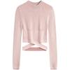 Solid Color Round Neck Embroidered Hollow Knit Sweater Women Sweater Shell-Pink J222945