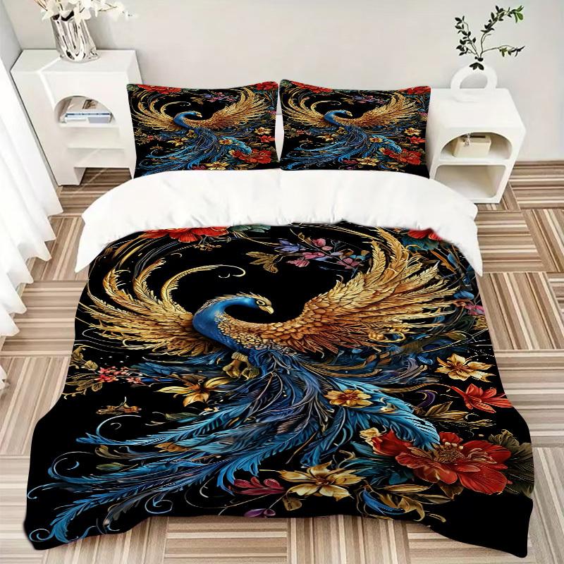 3pcs Phoenix Feather Bedding Set. Soft and Comfortable with No Core Included (1x Duvet Cover + 2x Pillow Covers) yy251009257