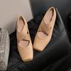 French ballet style leather single shoes women's size 33 size 34 small size shoes Mary Jane women's shoes thick heel high heel ballet shoes