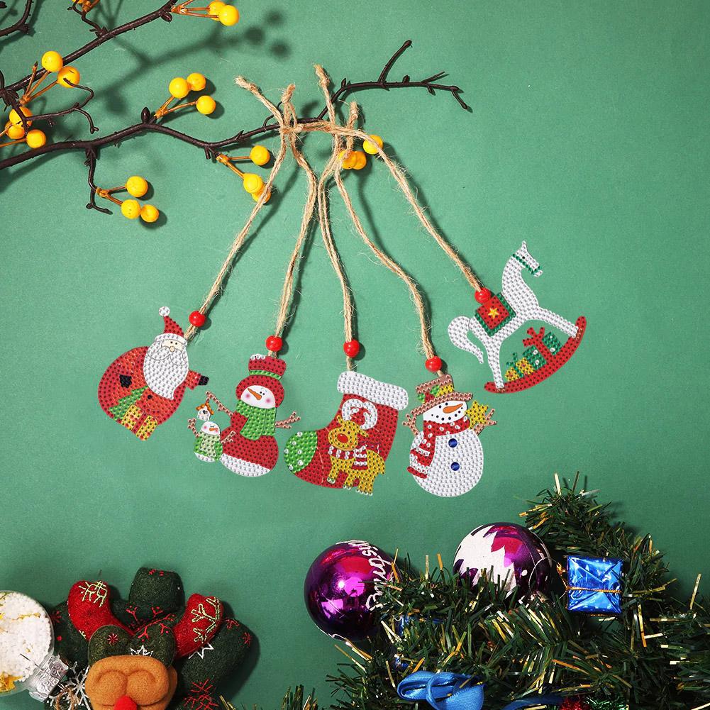 5/10pcs Diamond Painting Christmas Santa Claus Pendant Decoration Atmosphere Decor for Children Christmas Gift Natal Navided