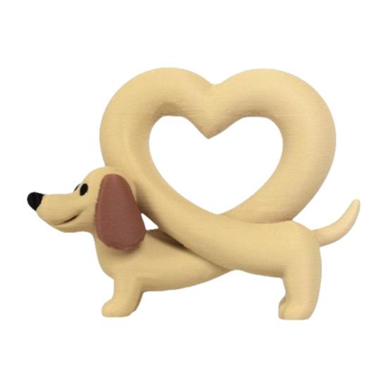 

Dachshund Dog Heart 3D Figurine Dog Statue Printed Cute for TV Cabinet