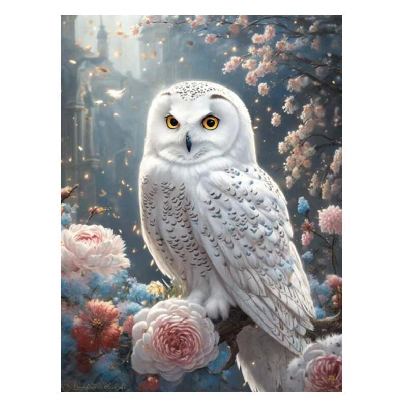 

Біла сова та квіти Картинка Повний свердла 5D алмазний живопис Мозаїка Вишивка своїми руками Вишивка хрестом для домашніх прикрас J3598 round 40x30cm чорний