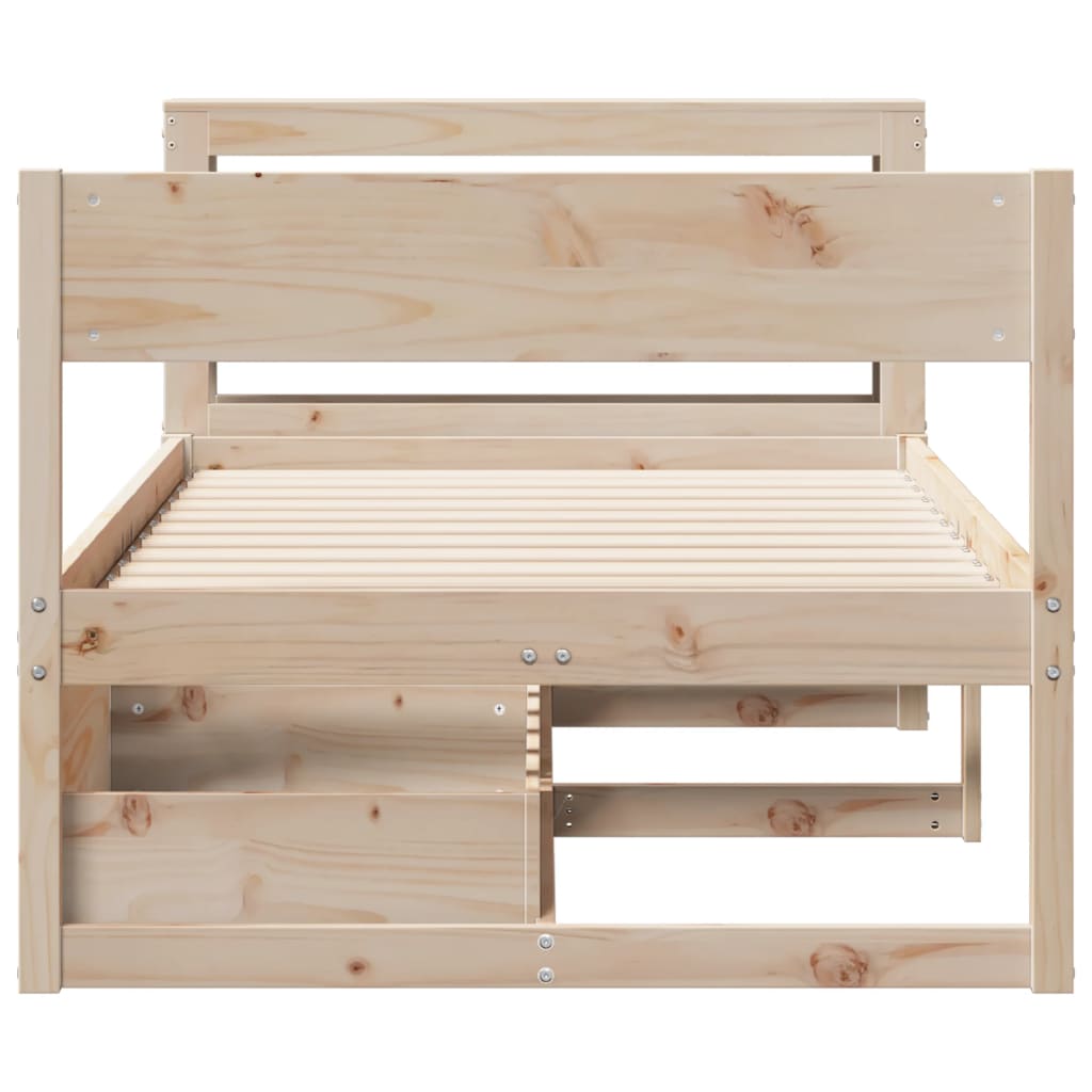 Vidaxl Bed Frame Without Mattress, 75X190 Cm, Solid Pine Wood