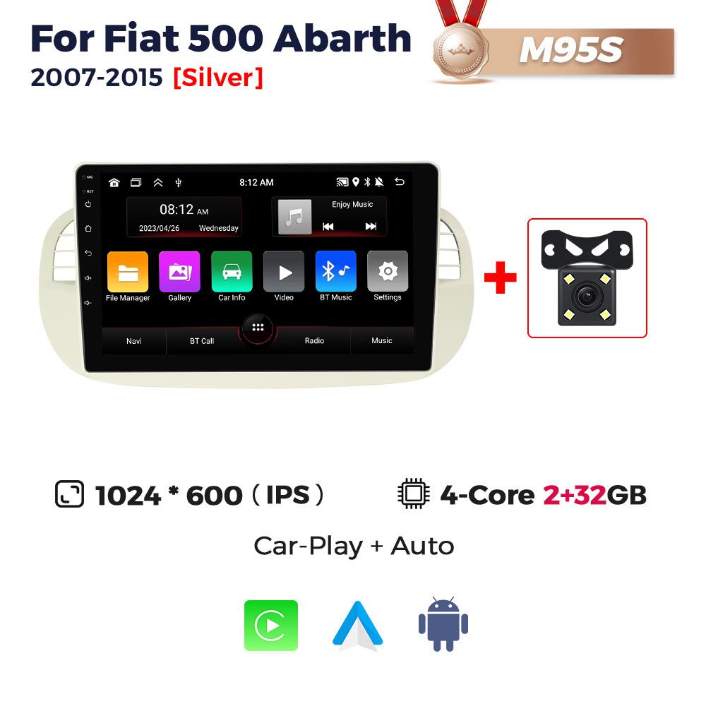 Navifly 9inch 1din Android Car Radio Stereo For FIAT 500 Abarth 2007-2015 Multimedia Player Wireless Carplay Auto GPS Navigation