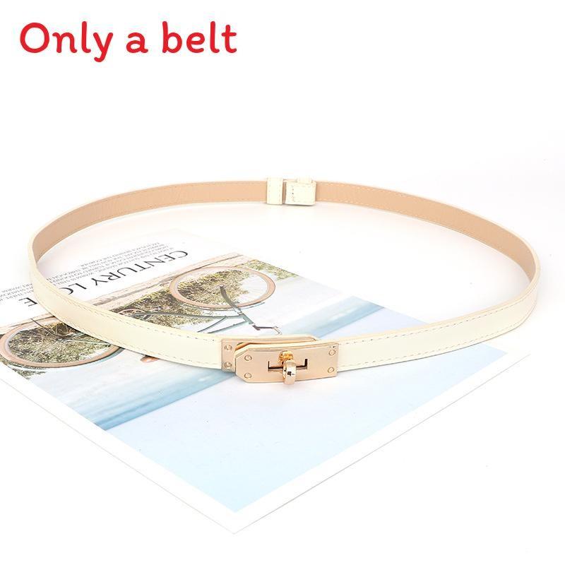Simple Metal Small Square Buckle Womens Slim Waist Belt For Daily Wear Casual