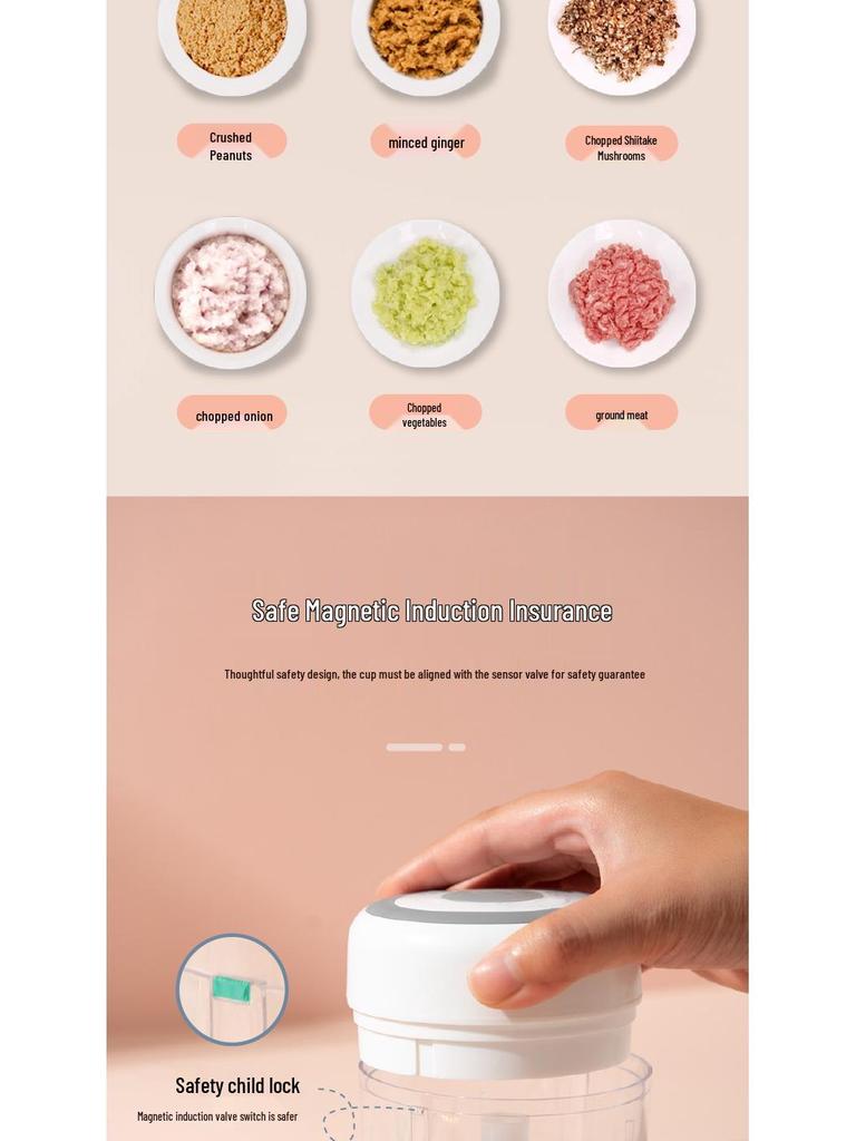 Elektrisk hvitløks- og kjøttkvern: Mini matkutter, kvern og skreller for husholdnings- og babymat