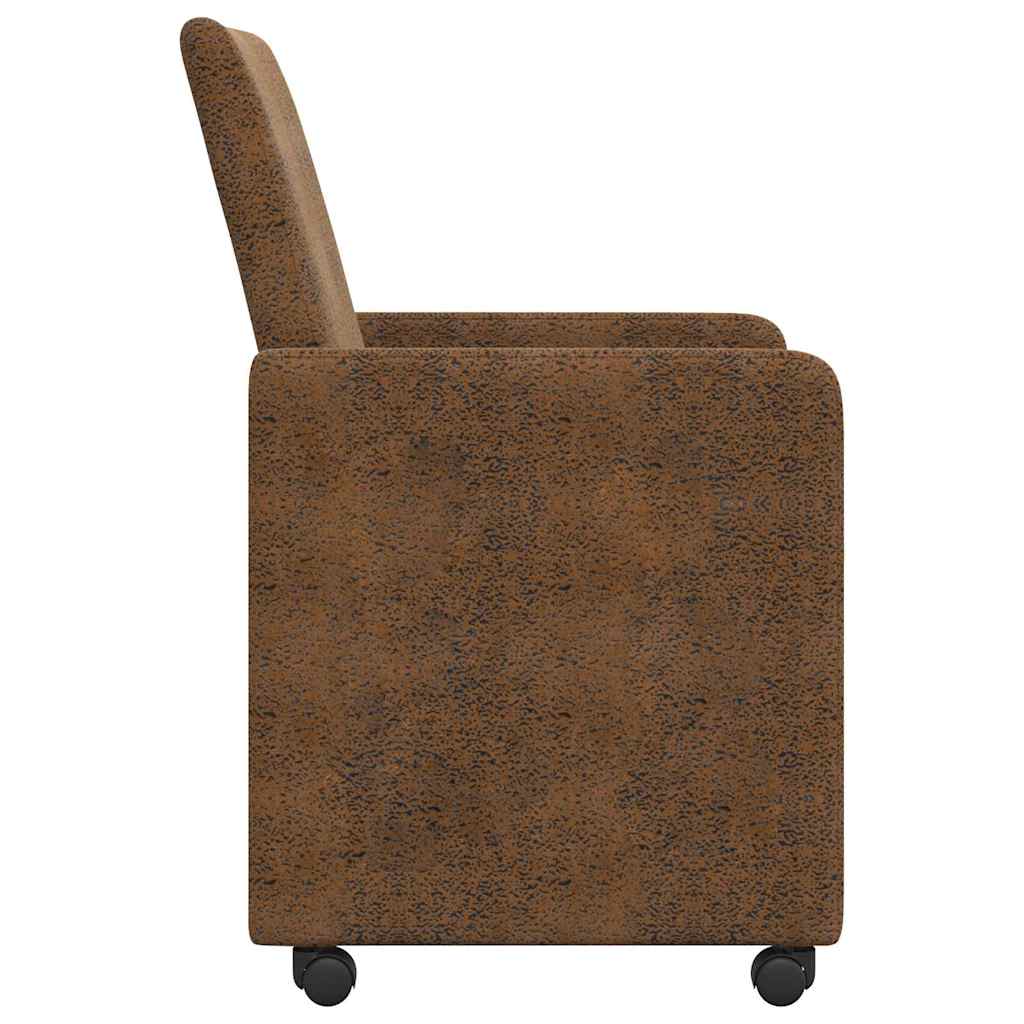 Dining Room Chairs with Casters 2 pcs Brown 57 x 66 x 94 cm