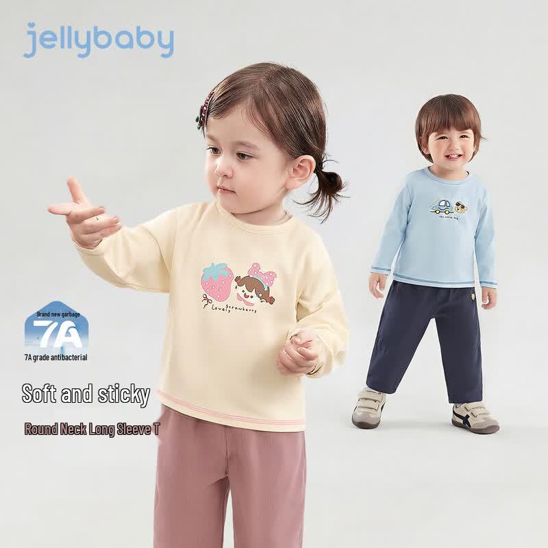 JELLYBABY Kids' Casual Long-Sleeve Crew Neck T-Shirt