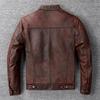 Vintage Red Brown Genuine Cow Men's Leather Jacket Slim Short Cowhide Coat Man Skin Clothes Spring Autumn